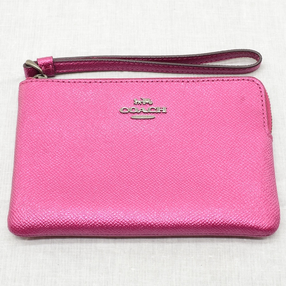 Metallic Pink Coach Wristlet